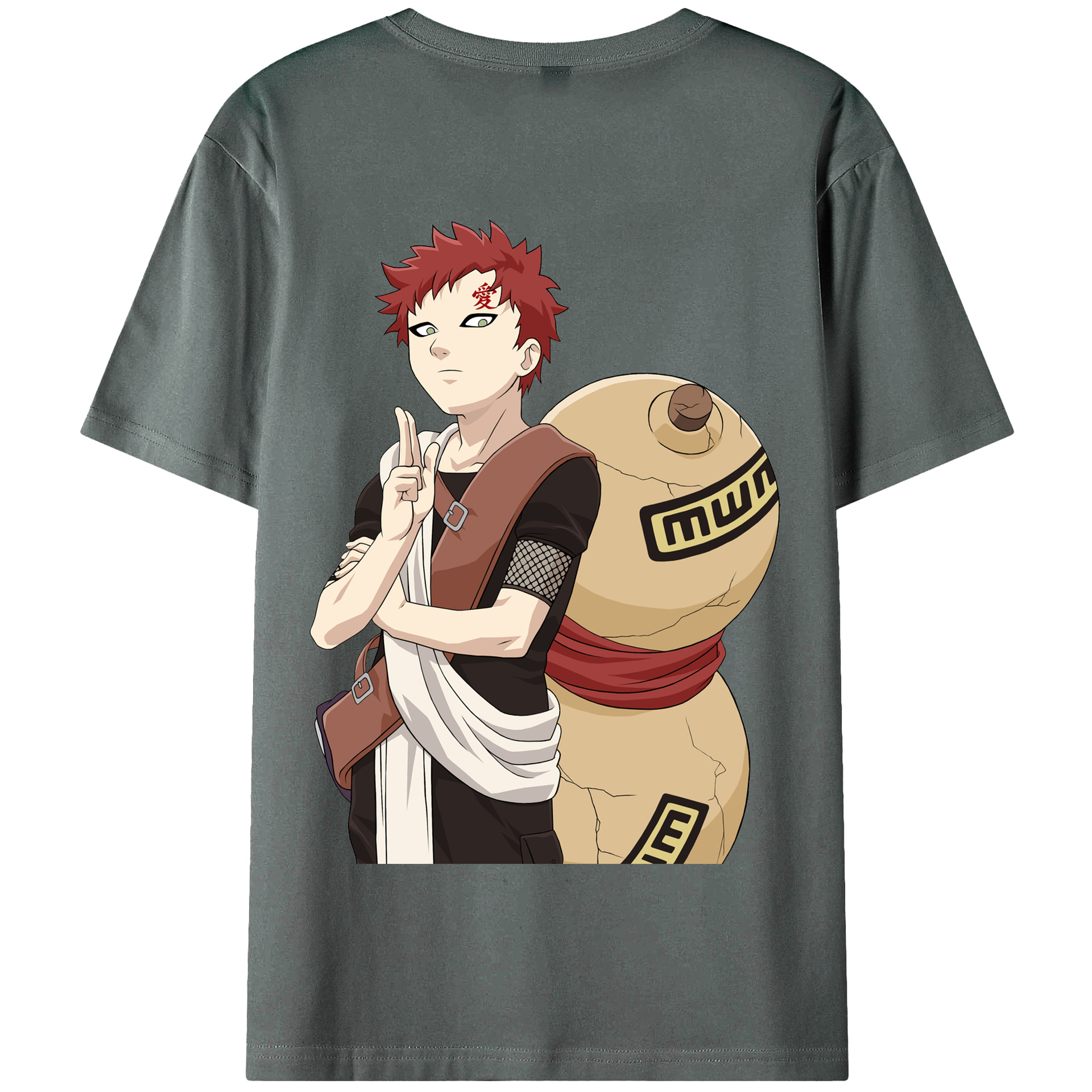 （画像用） NARUTO -ナルト- ガアラ Gaara 綿100％半袖Tシャツ（背面プリント）